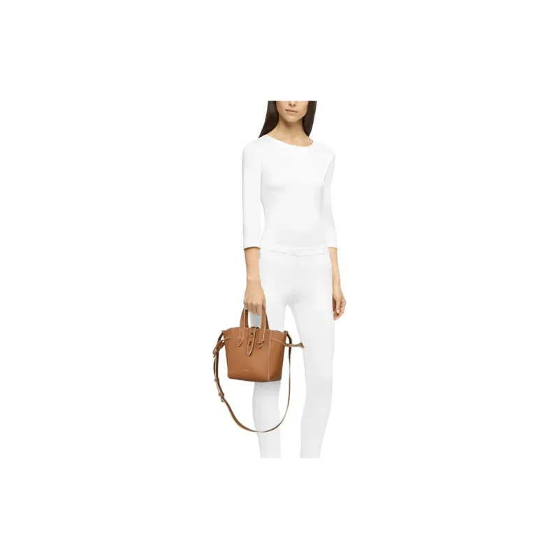 Furla Net Collection Calfskin Tote Bag Shopping Bag Shoulder Bag Crossbody Bag Handbag Mini Women's Brown Yellow-4