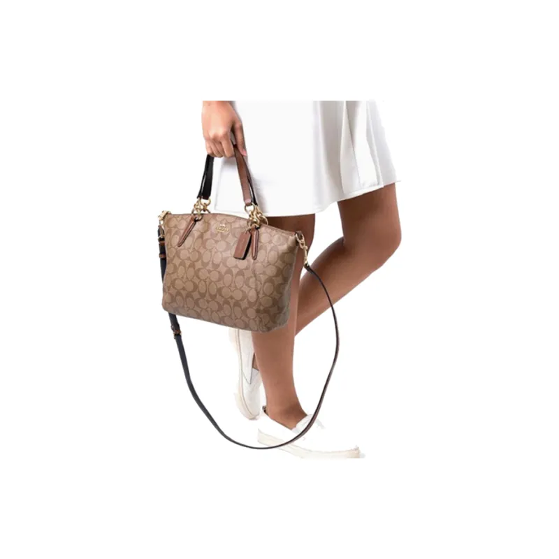 COACH Kelsey PVC One Shoulder Handbags Large Size Women's Brown-4
