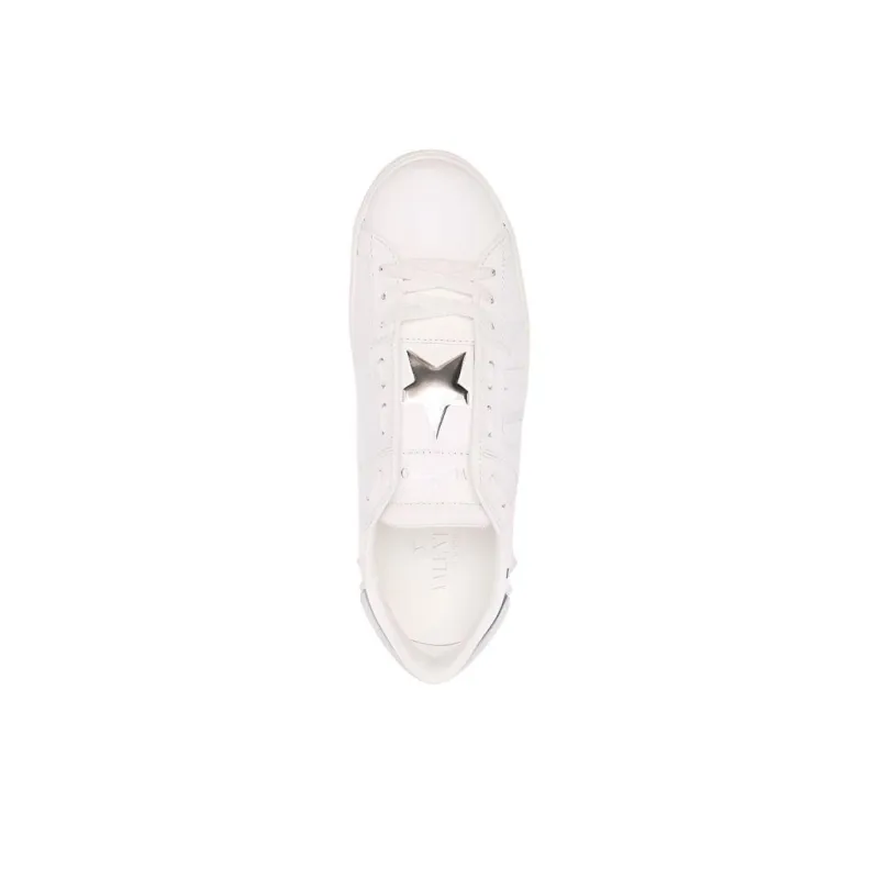 Valentino Open Low Top Stylish Skateboarding Shoes Women's White Silver-4
