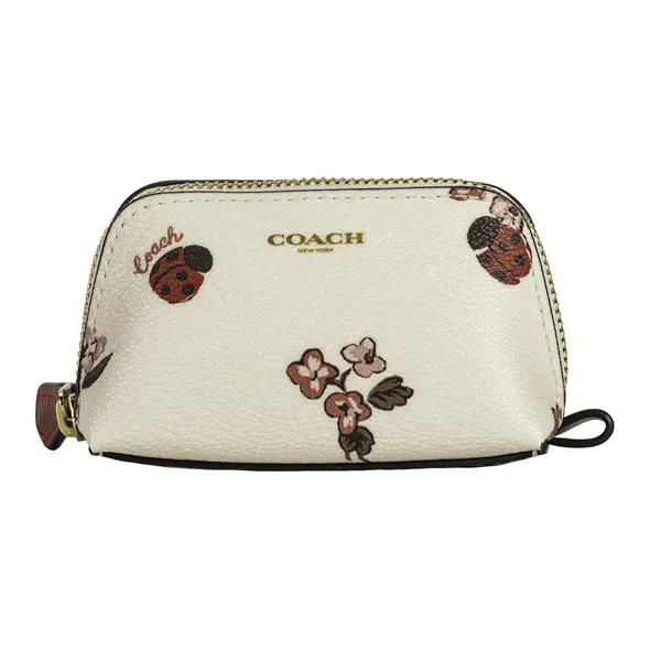 COACH Leather Makeup Bag Women's Chalk White-0