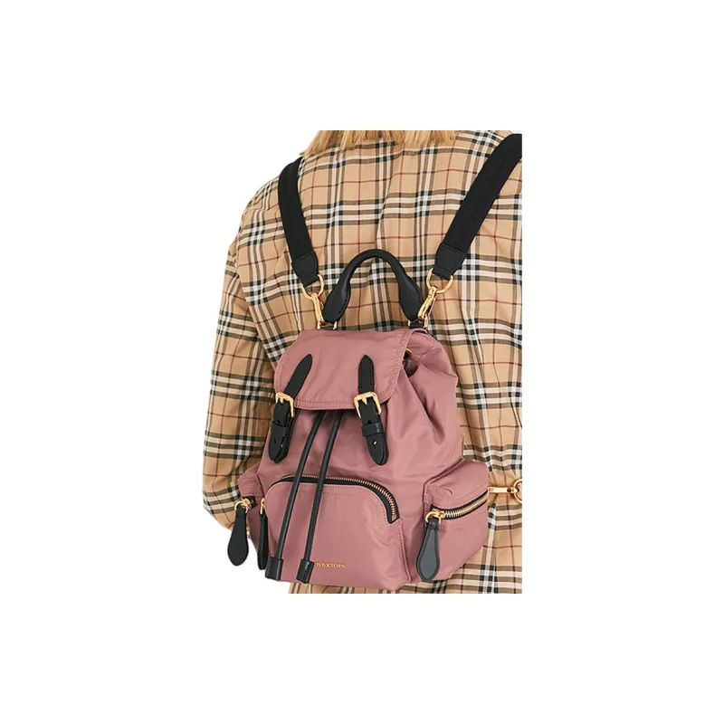 Burberry Canvas Backpack Small Size Women's Pink-6