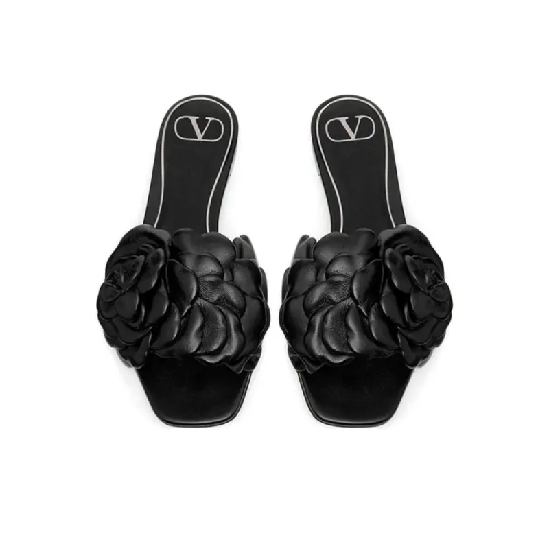 Valentino Atelier Slide Slippers Women's Black-4