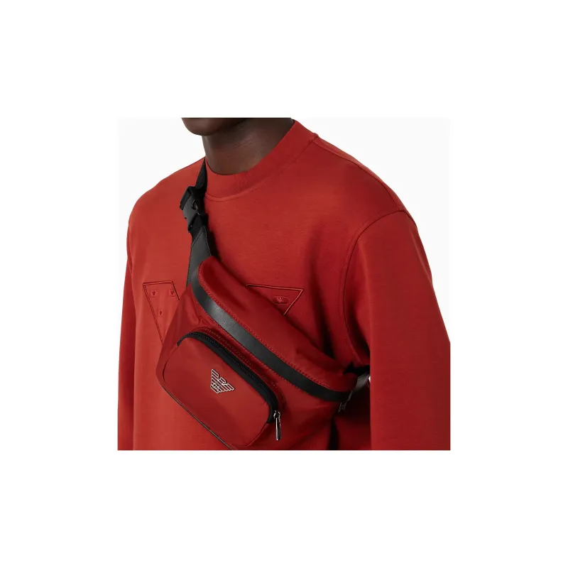 EMPORIO ARMANI Recycled Nylon Sling Bag, Crossbody Bag, Fanny Pack Medium Size Men's Orange-3