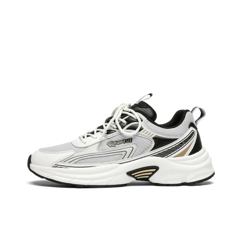Feiyue Anti Slip Wear Resistant Low Top Running Shoes Men's Gray White Black-0