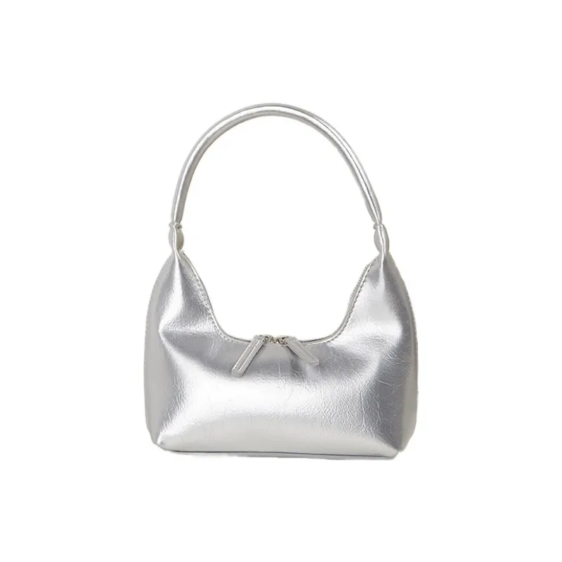 Carksky PU One Shoulder Handbags Women's Silver/White/Black-0