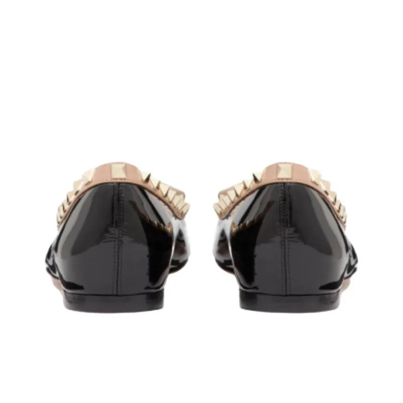 Valentino Garavani Rockstud Patent-leather Ballerina Shoes-4