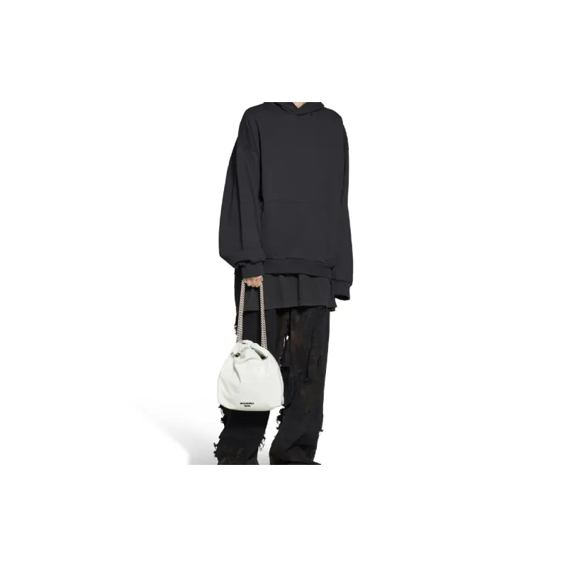 Balenciaga CRUSH Matte Calfskin Portable Crossbody Bag, Shoulder Bag Small Size Women's White-8