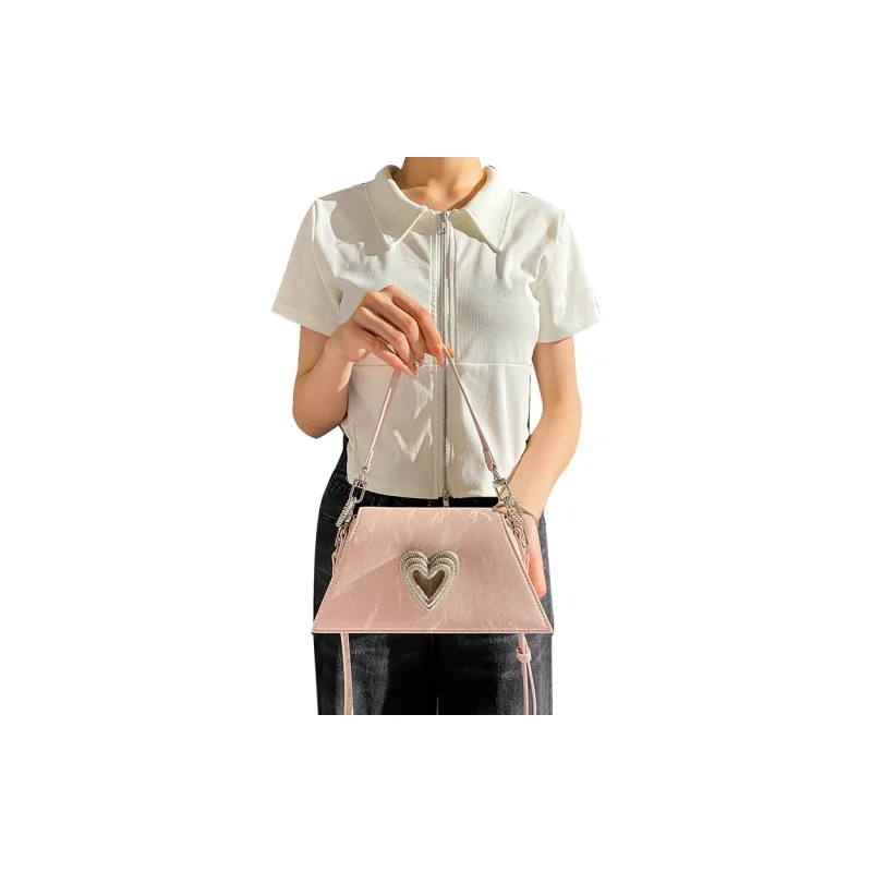 Carit&Koty Polyurethane Bonded Synthetic Leather Crossbody Bag Shoulder Bag Women's Pink/White-4