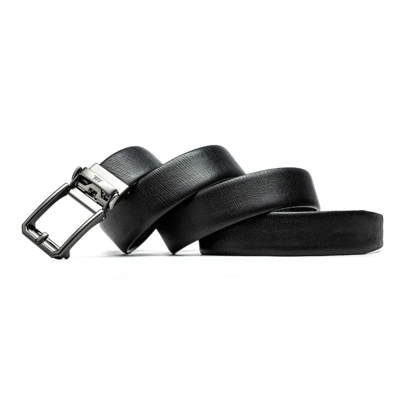 Anthony Miles High Quality Automatic Buckle Cow Leather Leather Belts Men's Black 3.5cm-2