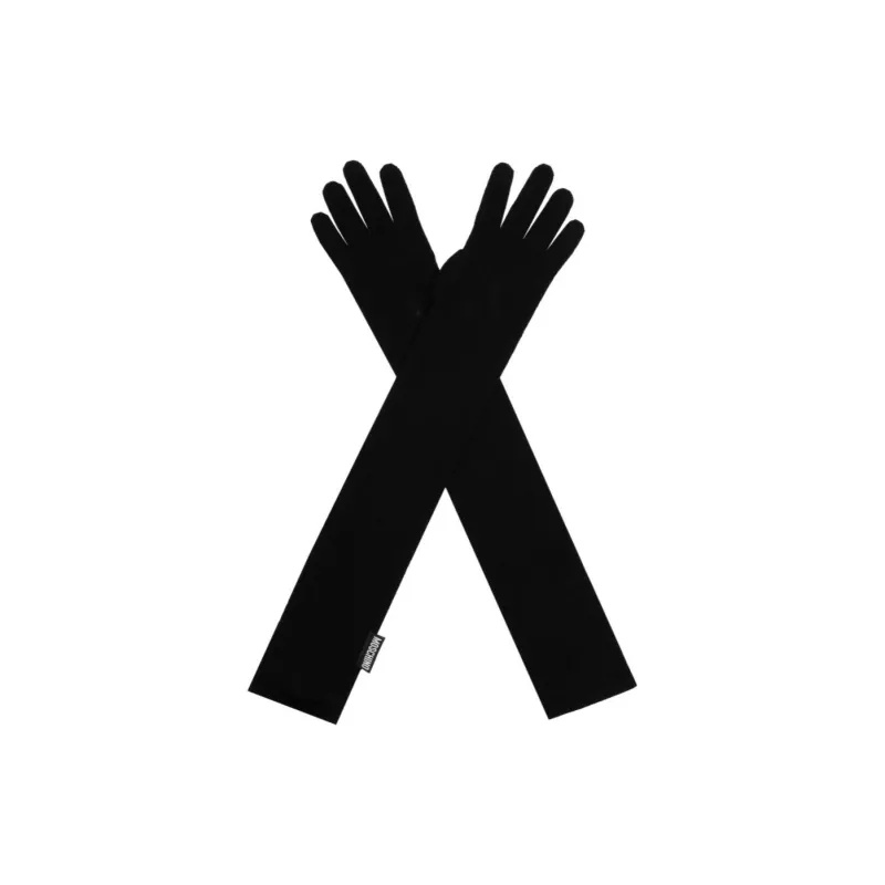 MOSCHINO Exclamation Question Mark Intarsia-Knit Long Gloves-1