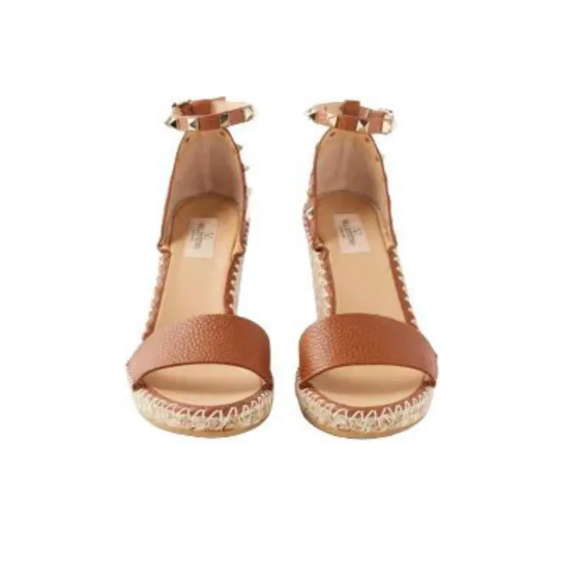 Valentino Rockstud Strap Sandals Women's Tan-3
