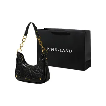PINK·LAND PU Shoulder Bag Women's Black/Burgundy/Brown/Coffee
