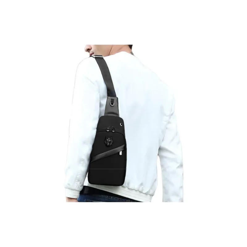 SEPTWOLVES Oxford Shoulder Bag, Crossbody Bag, Fanny Pack, Sling Bag Regular Men's Black/Blue-3