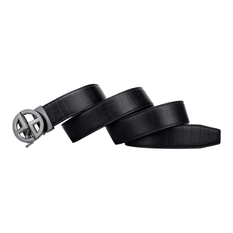 POLO Cow Leather Leather Belts Men's Gunmetal Width 3.4cm-3
