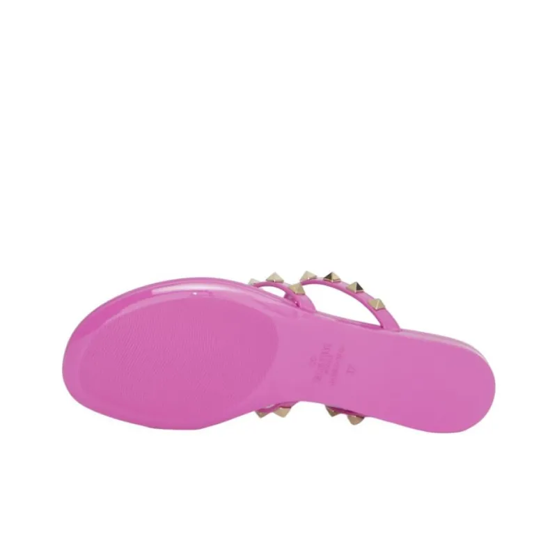 Valentino Rockstud Odor Resistant Flip Flops Women's Fuchsia-4