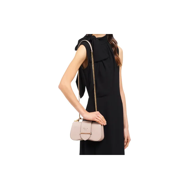 PRADA Sidonie Calfskin Shoulder Bag Crossbody Bag Women's Nude Pink-3
