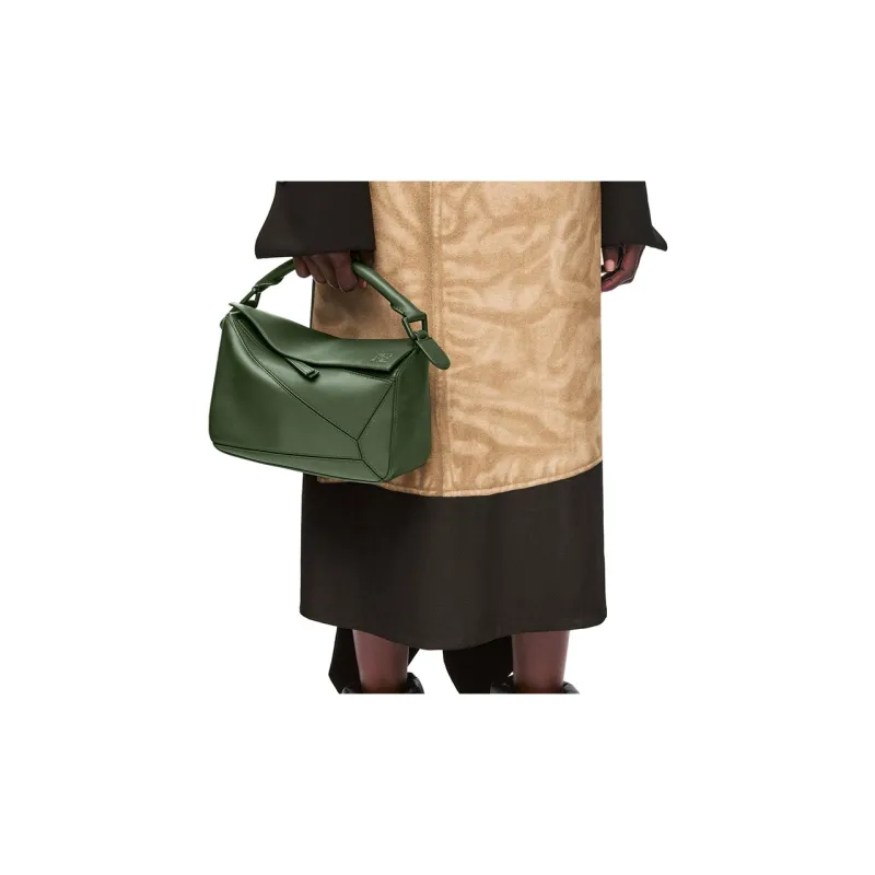 LOEWE Puzzle Bag In Satin Calfskin Small Vintage Khaki-6