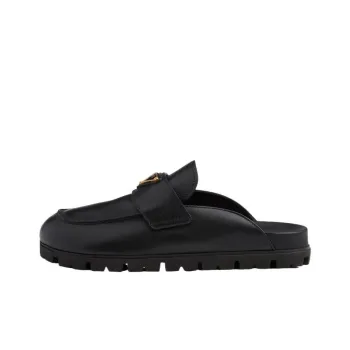 PRADA Triangle-logo Leather Mules