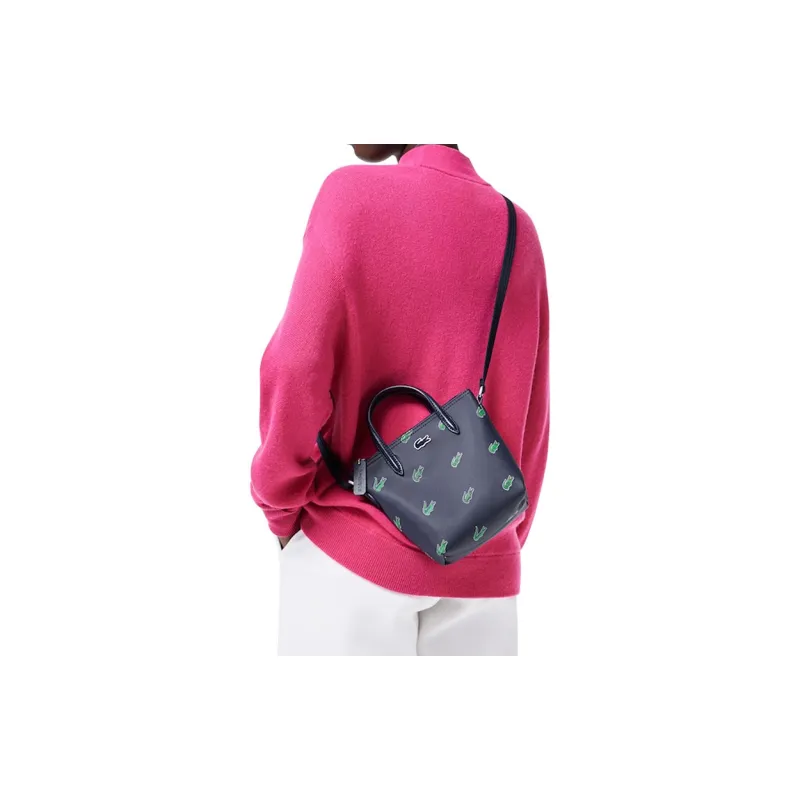 LACOSTE PVC Bucket Bag Handbag Shoulder Bag Crossbody Bag Medium Size Women's Dark Blue-4