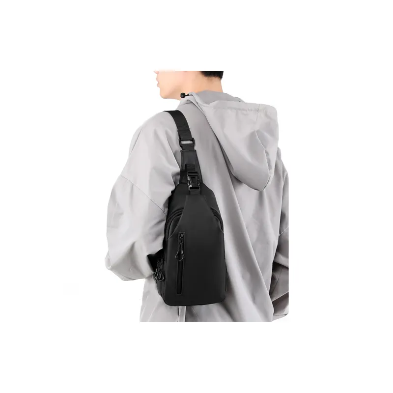 Techson Polyester Sling Bag Regular Unisex Black/Gray-3