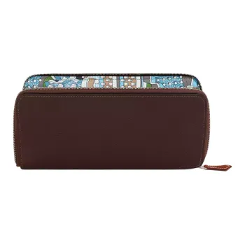 HERMES Silk'In Evercolor Calfskin Wallet Women's Mocha & Silk Lan & Celeste