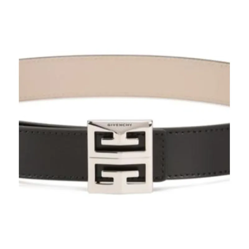 GIVENCHY Logo Sign Calfskin Leather Belts Women's Black-2