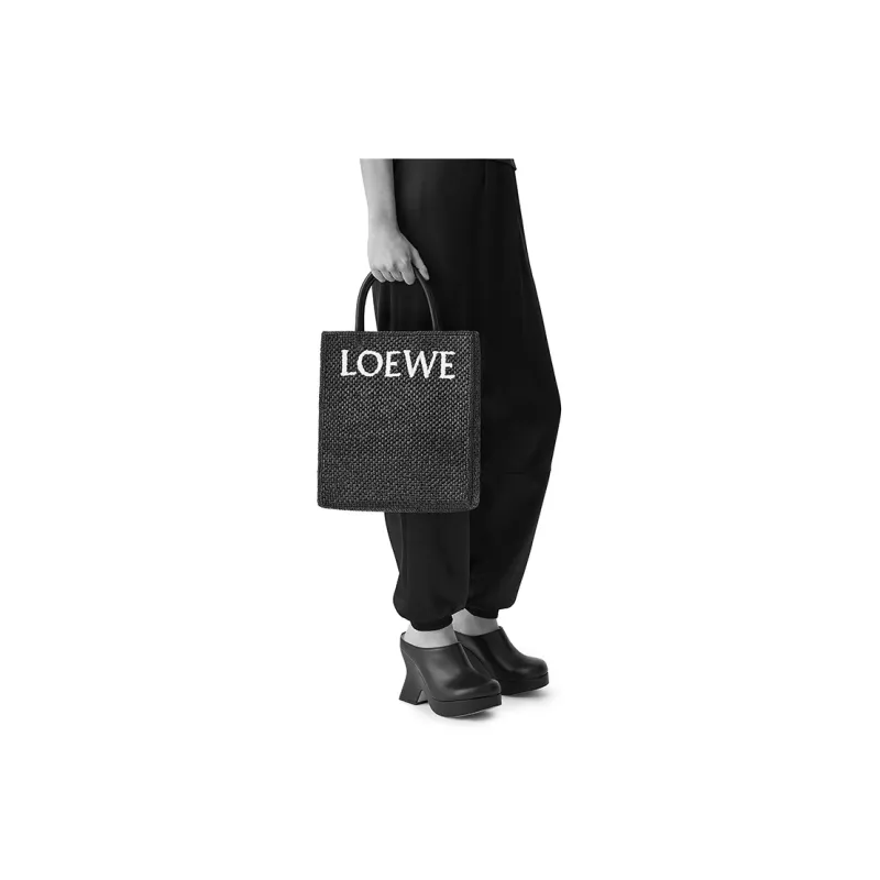 LOEWE Straw Woven Tote Bag, Shopping Bag, Handbag Women's Natural & Black-6