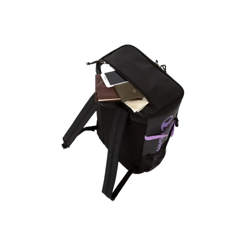 Champion Recycled Polyester Patchwork Canvas Backpack Unisex Black Purple-4