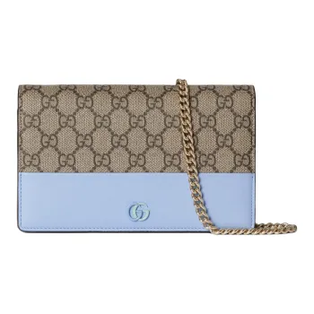 GUCCI GG Marmont Supreme Canvas With Leather Trim Shoulder Bag, Crossbody Bag, Wallet Women's Ebony & Light Purple