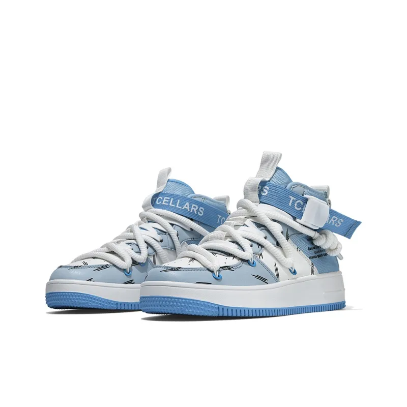 TCELLARS Cushioning Lightweight Height Increasing High Top Skateboard Shoes Unisex Sky Blue Includes Building Blocks-3