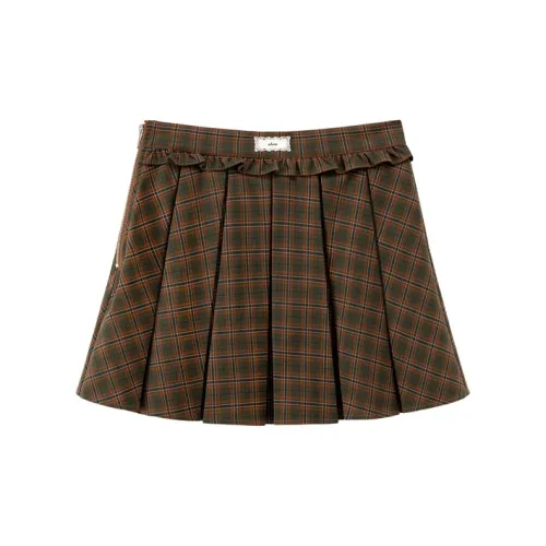 CHUU Casual Short Skirts Women's Green Plaid