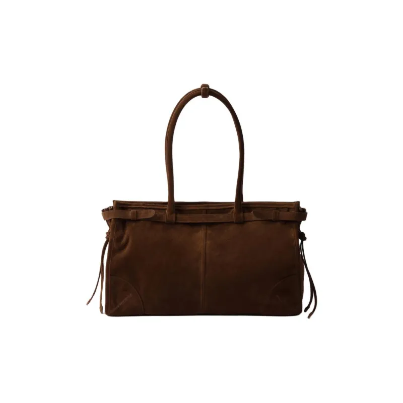 PRADA Suede Leather Shoulder Bag, Crossbody Bag, Handbag Tubas Women's Cocoa Brown-2