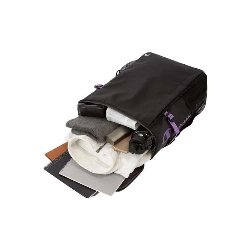 Champion Recycled Polyester Patchwork Canvas Backpack Unisex Black Purple-6