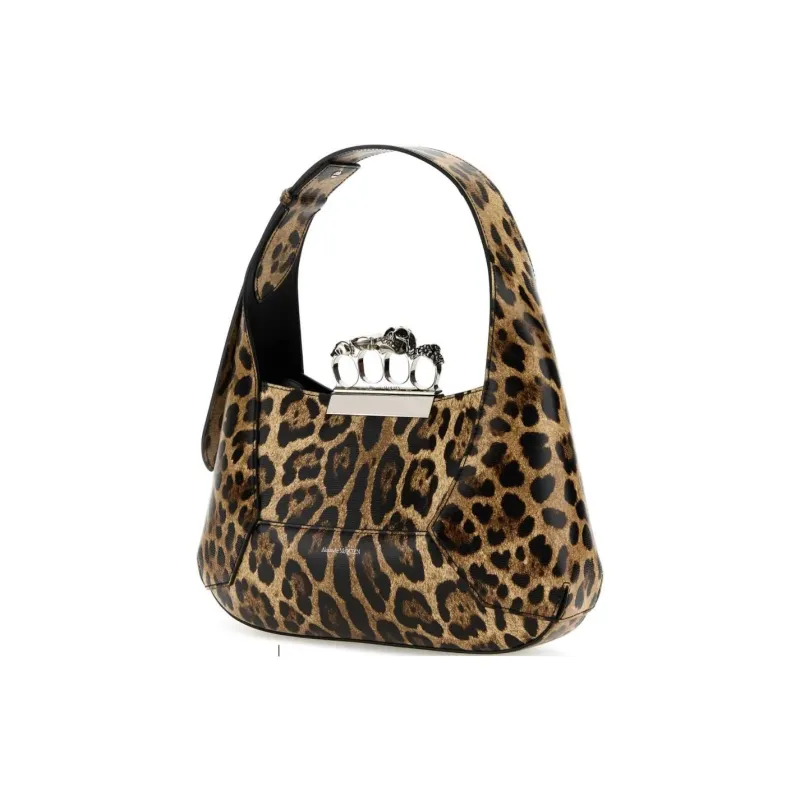 Alexander McQueen Leather One Shoulder Handbags Women's Leopard Print-1