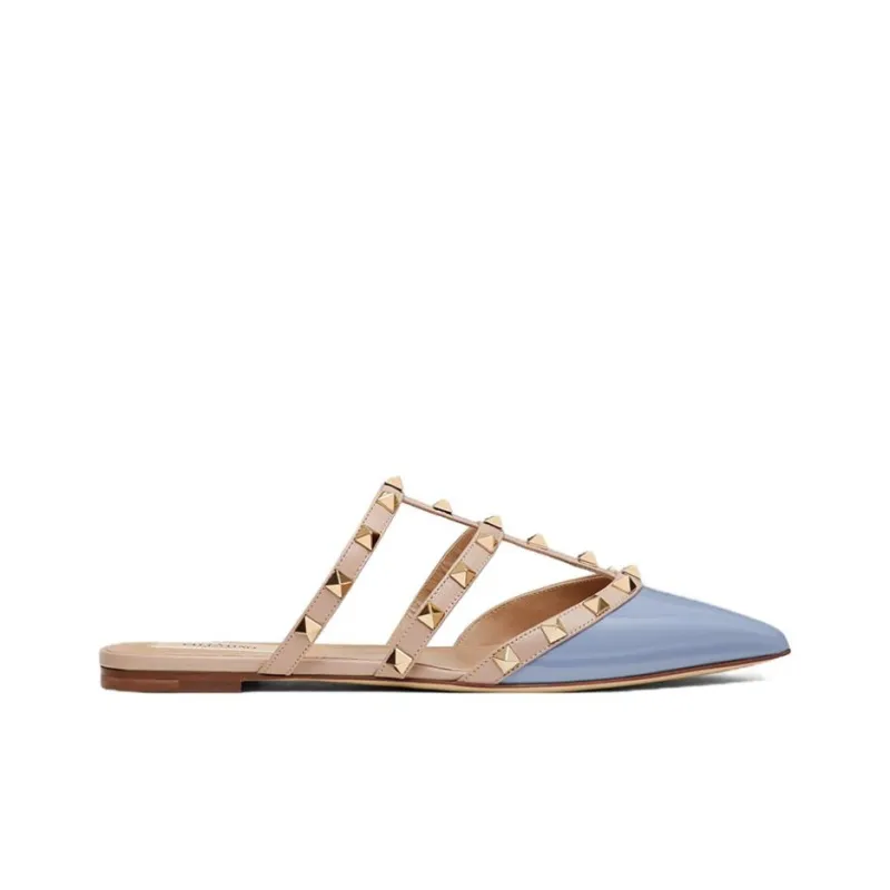 Valentino ROCKSTUD Odor Resistant Closed Toe Slippers Women's Blue-1