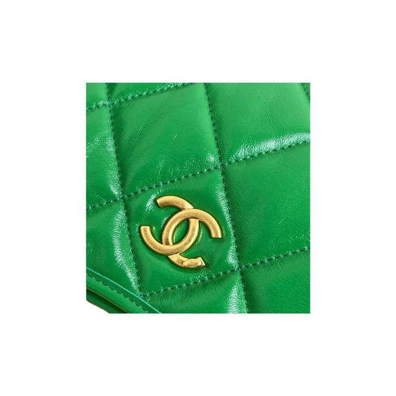 CHANEL Polished Lambskin Hobo Bag, Crossbody Bag, Shoulder Bag Trumpets Women's Green-8