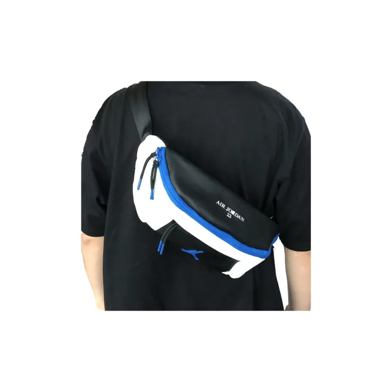 Jordan Polyester Crossbody Bag Sling Bag Fanny Pack Regular Unisex Black White Blue Patchwork-3