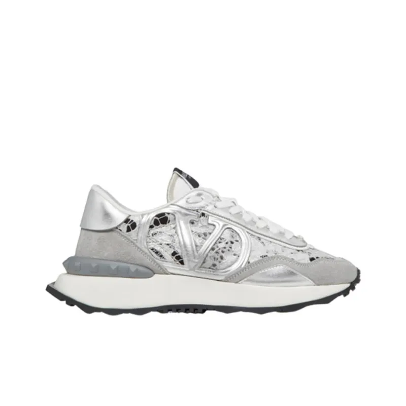 Valentino Lace And Mesh Lacerunner Silver Women's-1