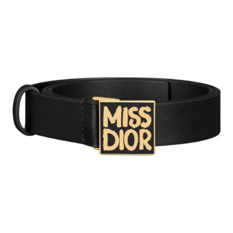 DIOR Cow Leather Leather Belts Women's Black Width: 2.5cm-1