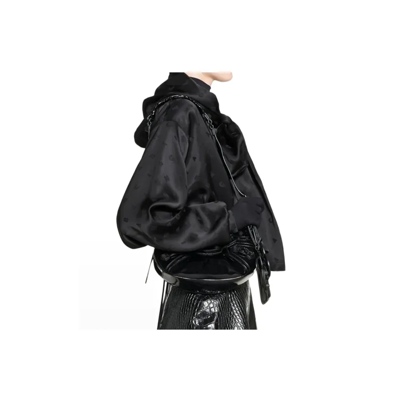 Balenciaga Le Cagole Xs Shoulder Bag In Patent Fabric Black-8