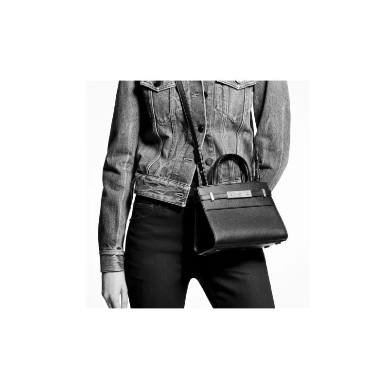 SAINT LAURENT Box Leather Shoulder Bag, Crossbody Bag, Handbag Regular Women's White-5