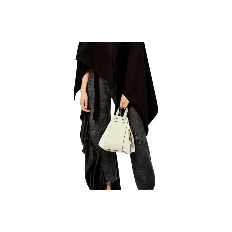 LOEWE Hammock Cow Leather Bucket Bags Shoulder Bag Crossbody Bag Handbag Small Size Women's Marble Gray/Soft White-5
