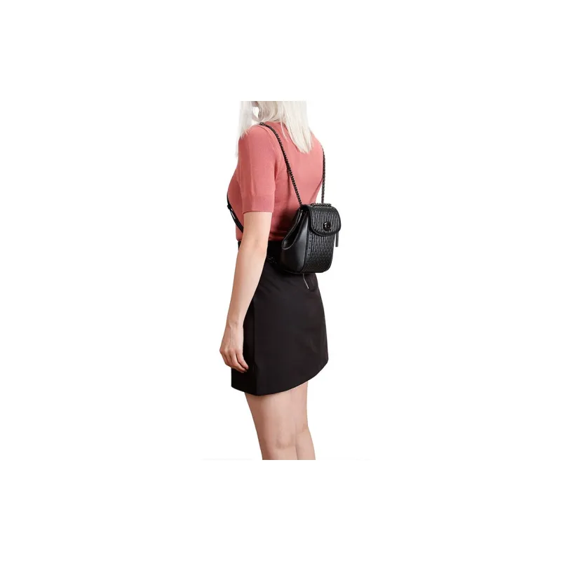COACH Parker Sheepskin Backpack Mini Women's Black-1