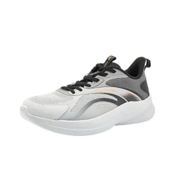 QIAODAN Cushioning Breathable Lightweight Low-Top Casual Running Shoes Men's Gray Silver Silent Gray