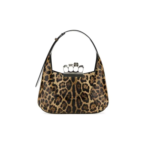 Alexander McQueen Leather One Shoulder Handbags Women's Leopard Print