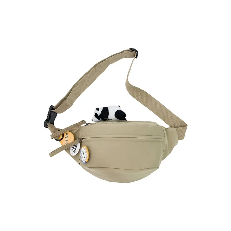 MOK Nylon Crossbody Bag Sling Bag Shoulder Bag Fanny Pack Regular Unisex Khaki/Green/White/Black/Red/Orange-0
