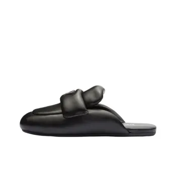 PRADA Soft Padded 5mm Sabots Black Nappa Leather Women's
