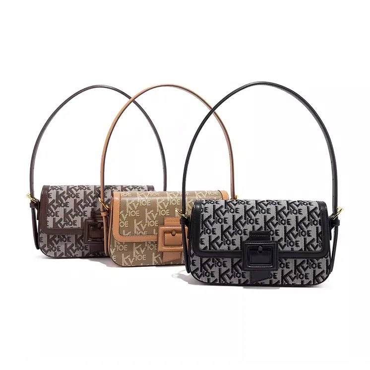 CLEVER& KETCH PU Shoulder Bag Women's Khaki/Black/Coffee-2