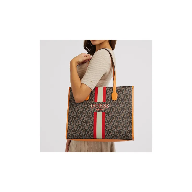 GUESS Polyurethane One Shoulder Handbag Regular Women's Black & Multicolor-3