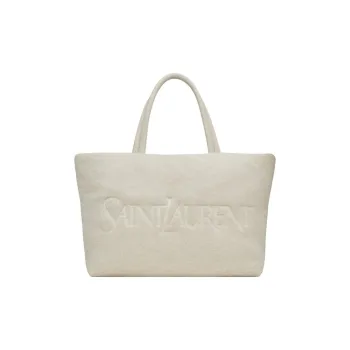 SAINT LAURENT Cotton Tote Bag, Shopping Bag, Handbag Women's Light Umber